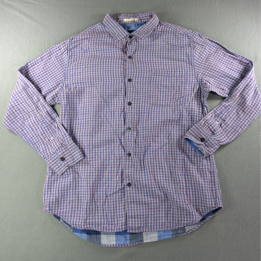 Tommy Bahama Button Down Shirt Mens XL Blue Pink Plaid Cotton T317520